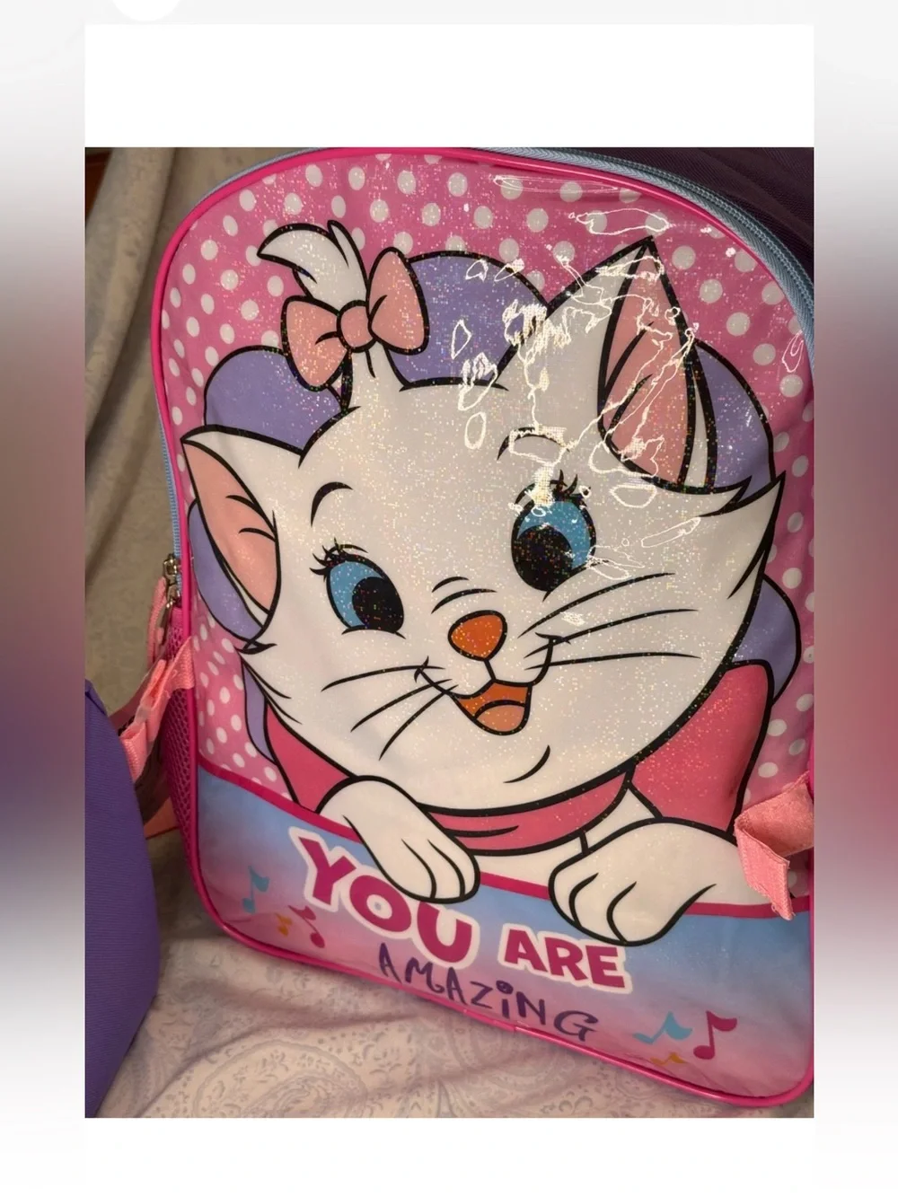 Marie The Aristocats 2 Piece Standard Backpack and attachable Lunch Bag Set